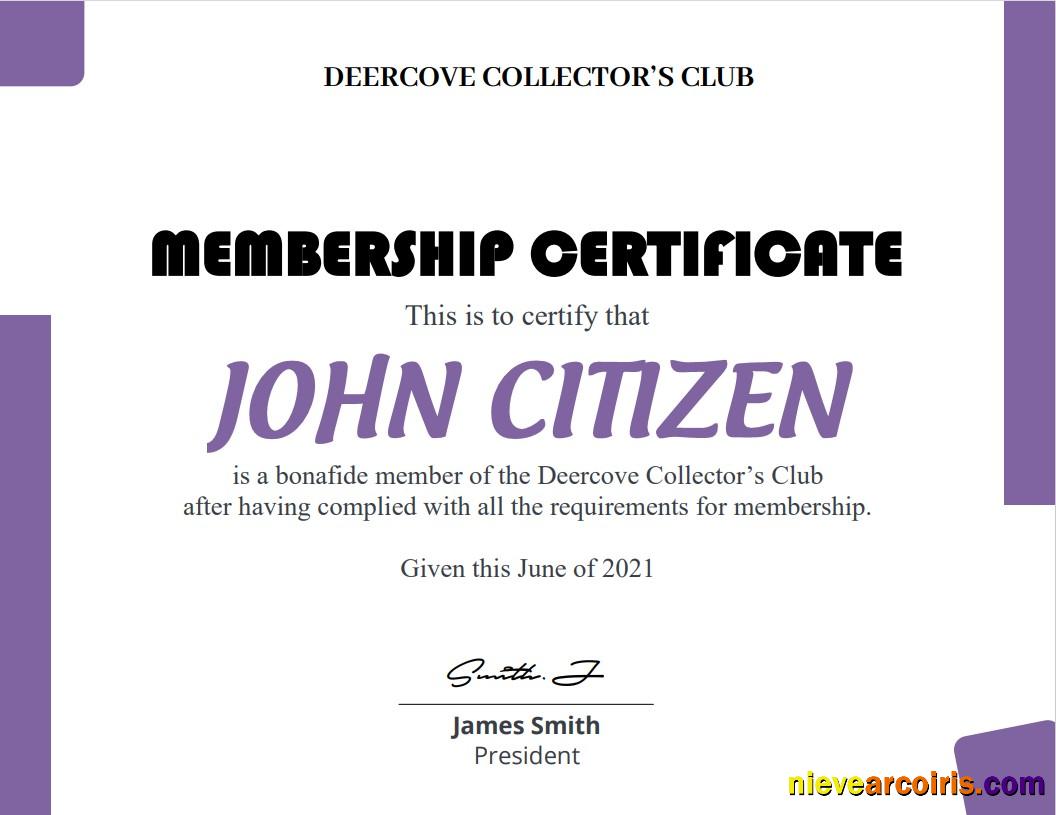 USA Club Membership certificate